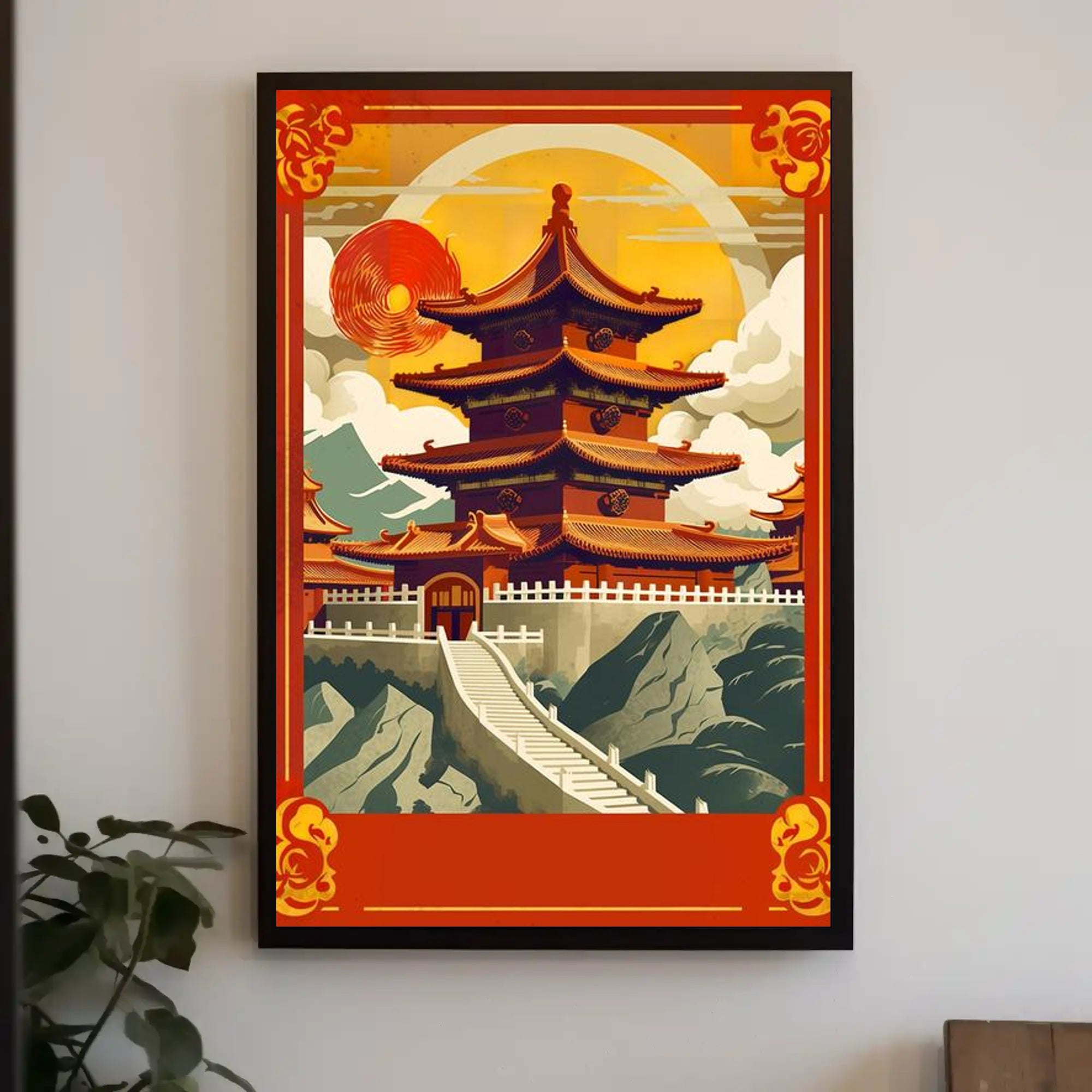 Tranquil Pagoda at Sunset Poster