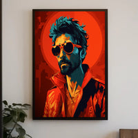 Vibrant Portrait In Red Poster PosterGoat
