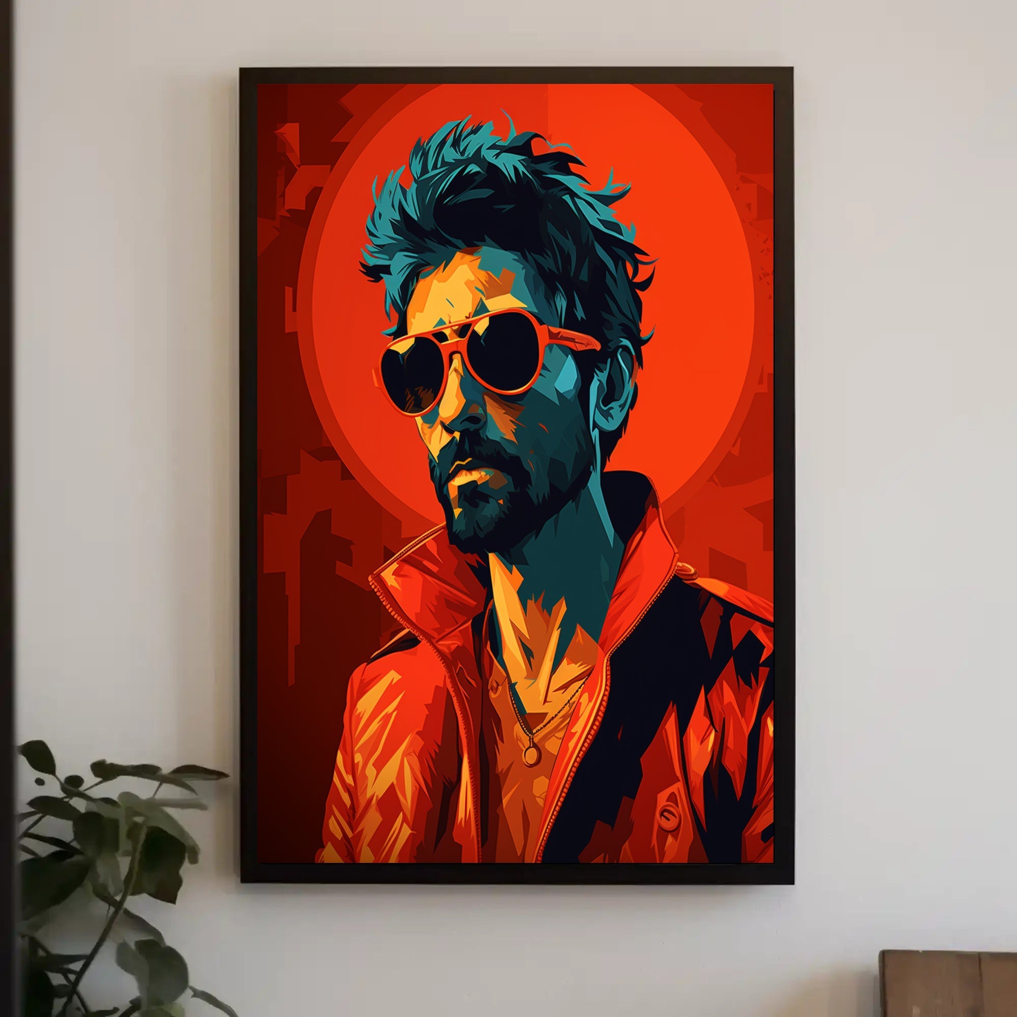 Vibrant Portrait In Red Poster PosterGoat