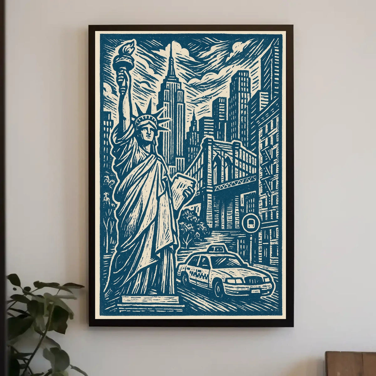 New York City Urban Landscape Poster Vintage Wall Art