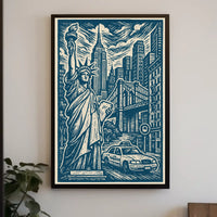 New York City Urban Landscape Poster Vintage Wall Art