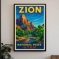 Zion National Park Utah Scenic Wanderlust Poster