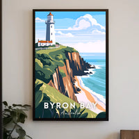 Coastal Serenity: Byron Bay Lighthouse Travel Poster