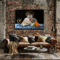 Surprised Dining Experience in Surreal Artistic Poster