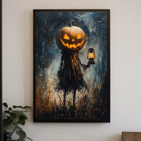 Spooky Scarecrow Halloween Night Artistic Poster