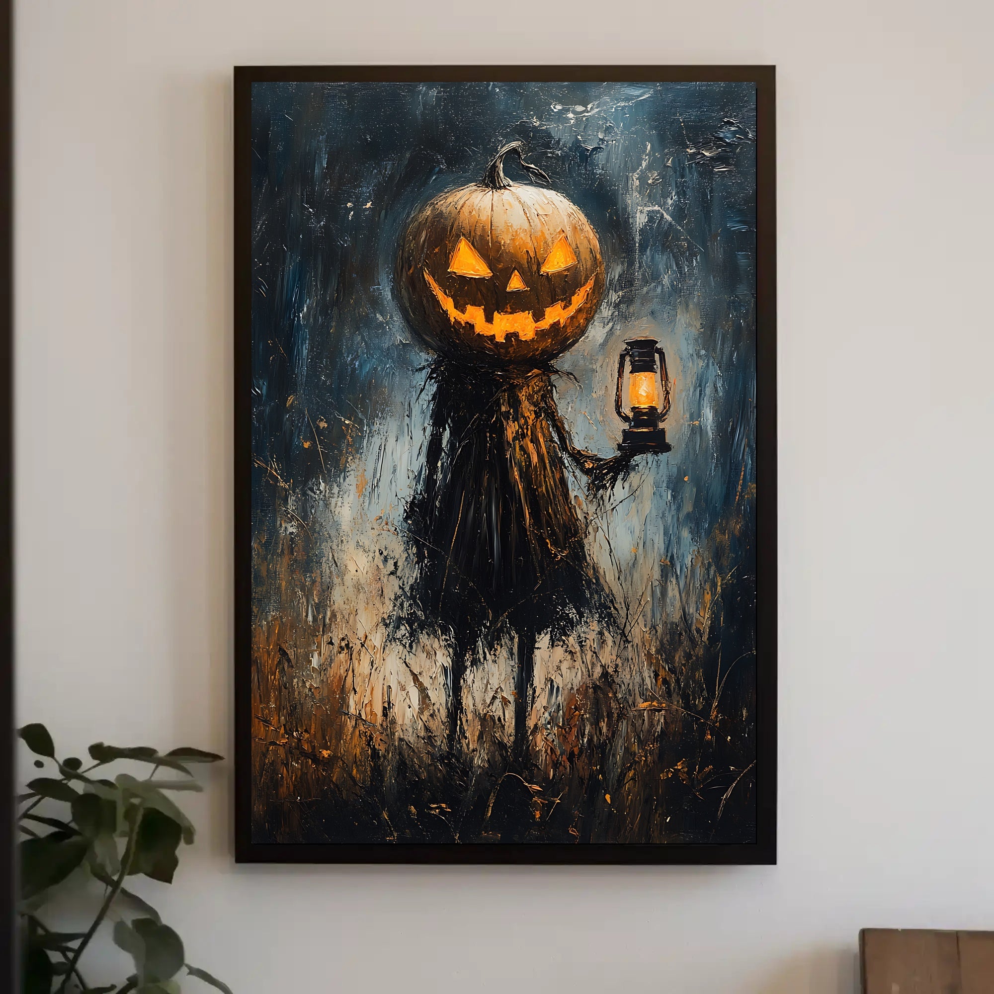 Spooky Scarecrow Halloween Night Artistic Poster