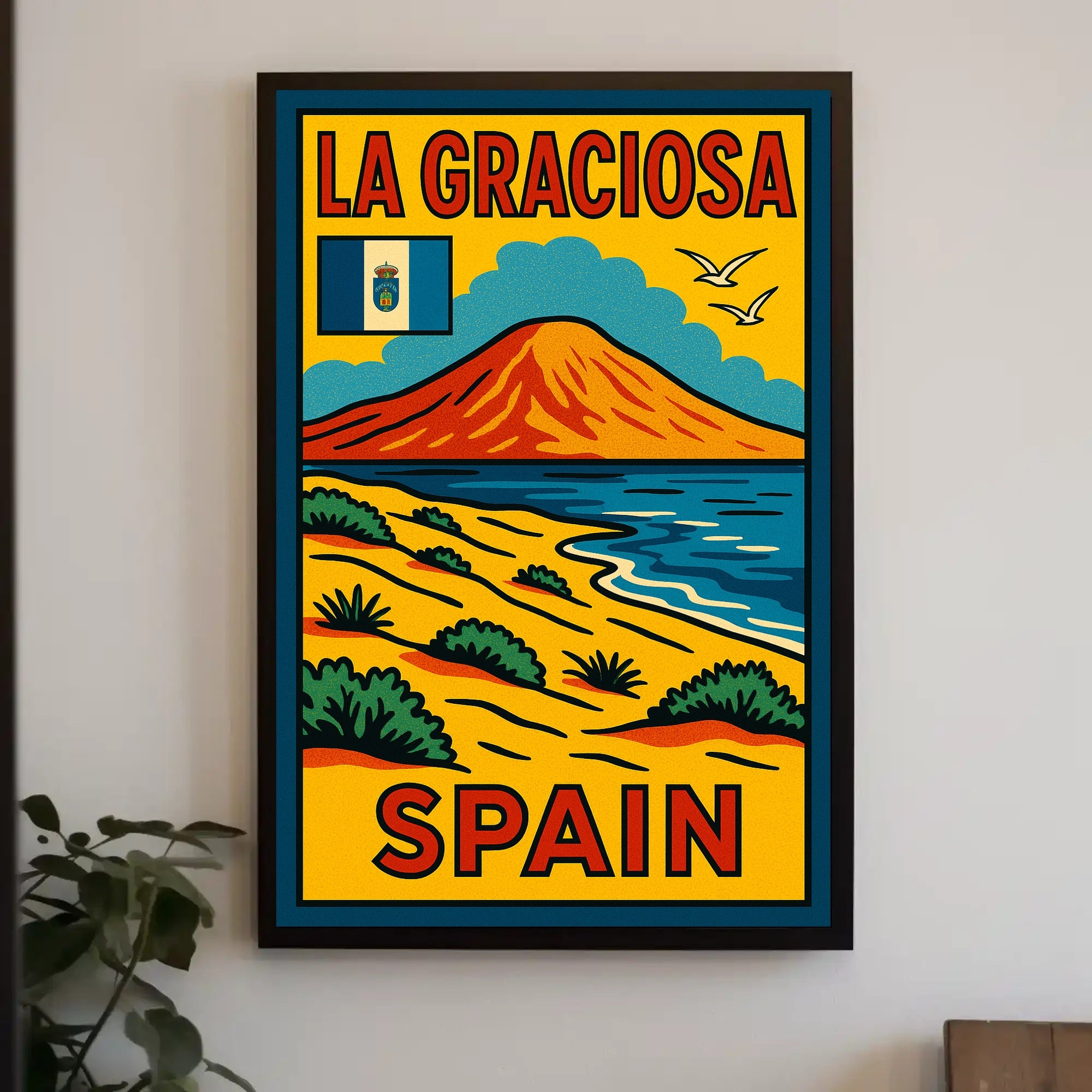 La Graciosa Vintage Travel Adventure Scenic Coastal Landscape Poster PosterGoat