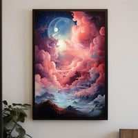 Dreamlike Dual-Moon Landscape Futuristic Sci-Fi Poster