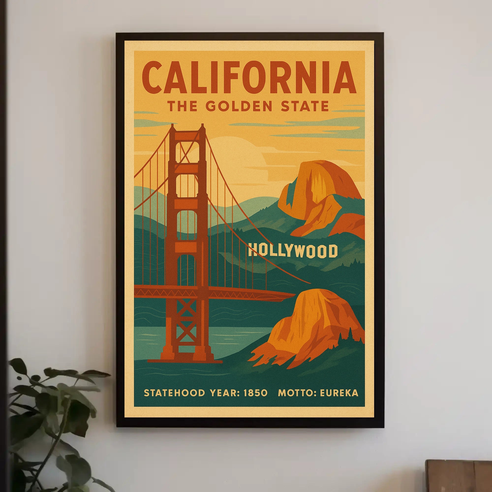 California Landmarks Vintage Travel Poster