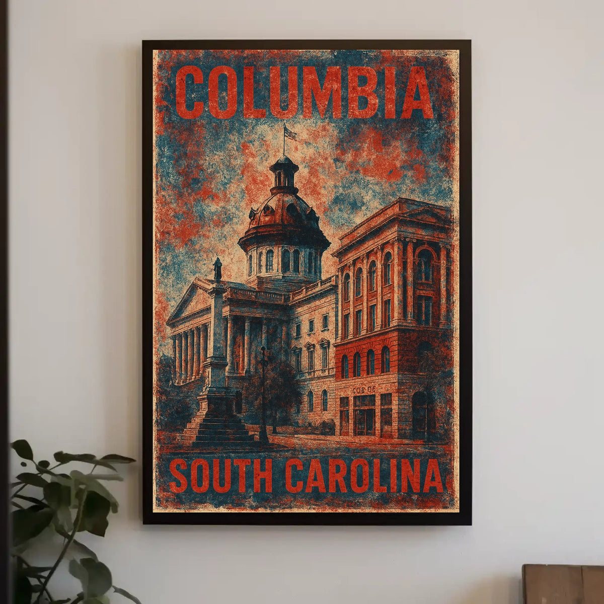 Patriotic South Carolina State House Vintage Travel Poster