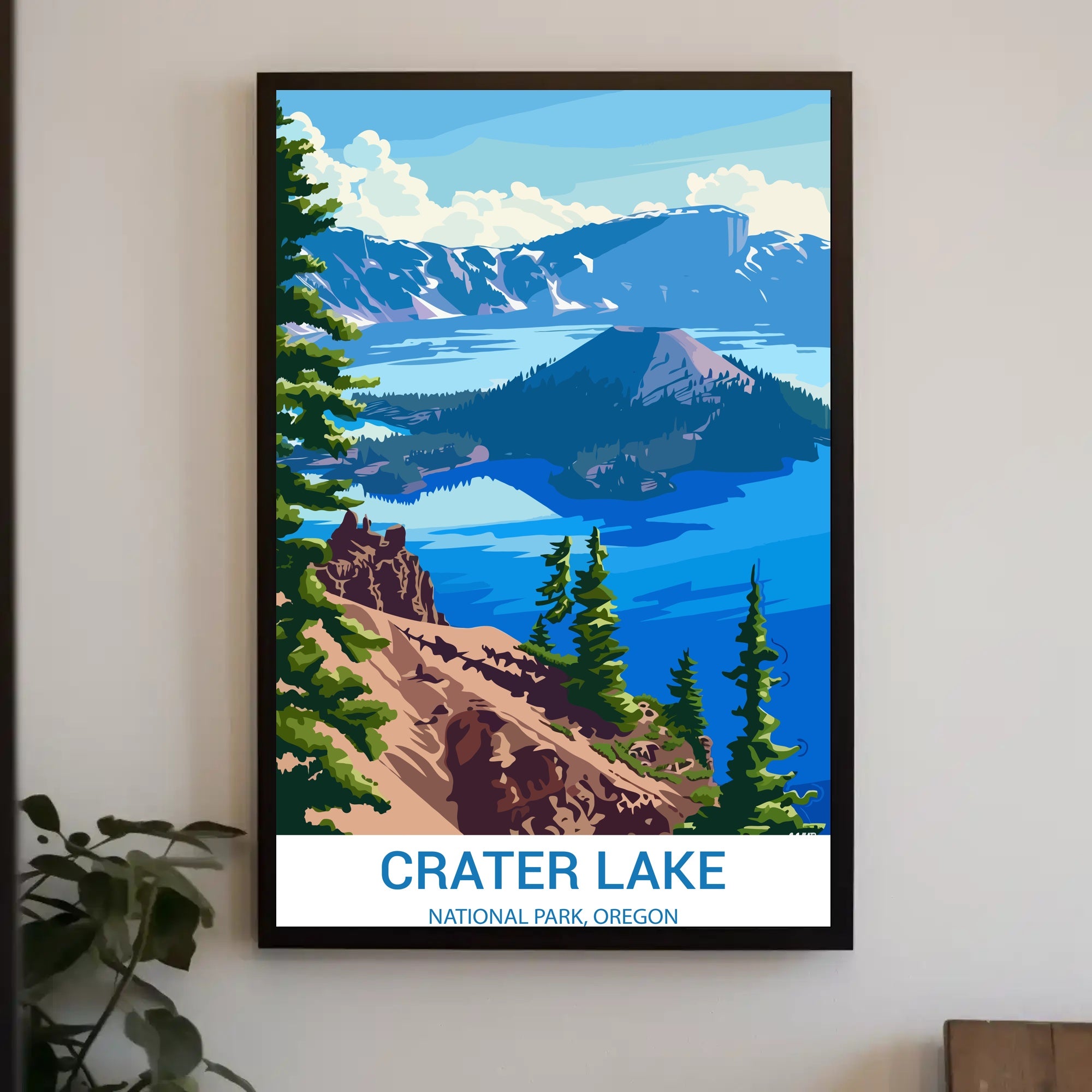 Crater Lake National Park Scenic Illustration Poster