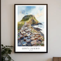 Giant's Causeway Scenic Watercolor Travel Poster PosterGoat