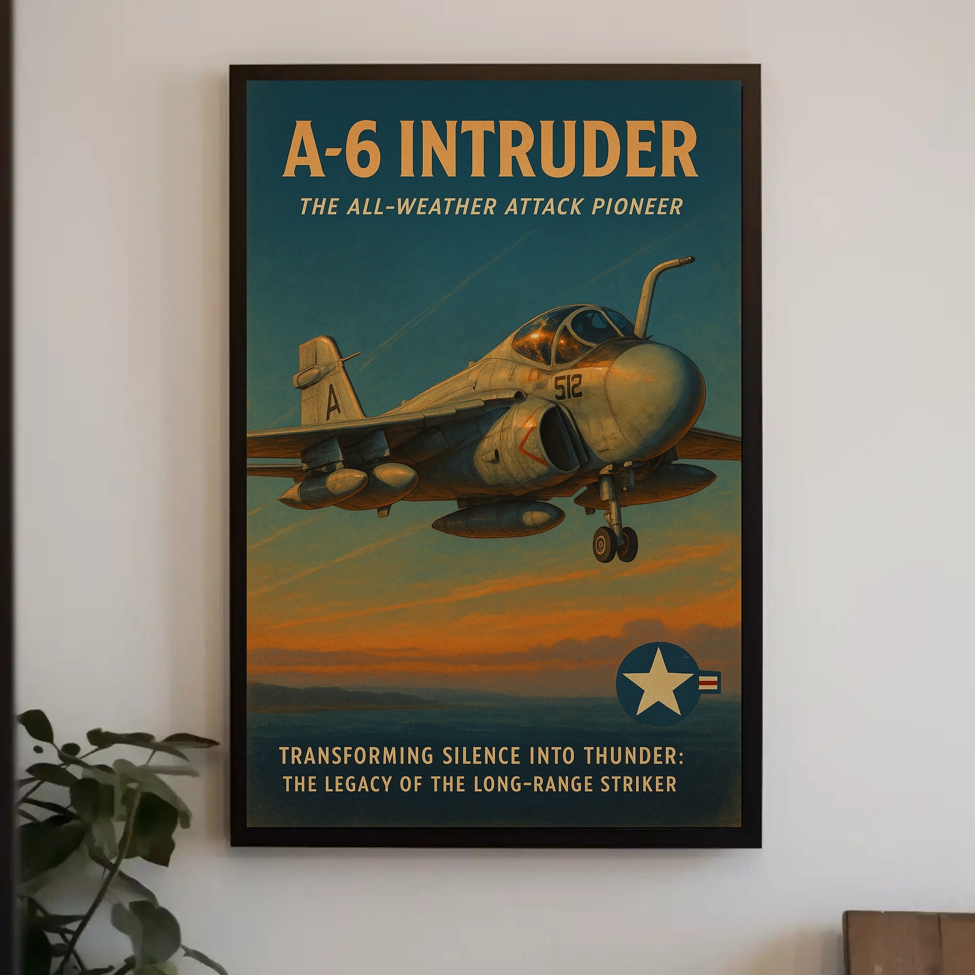 A-6 Intruder Vintage Aviation Art Military Recruitment Poster