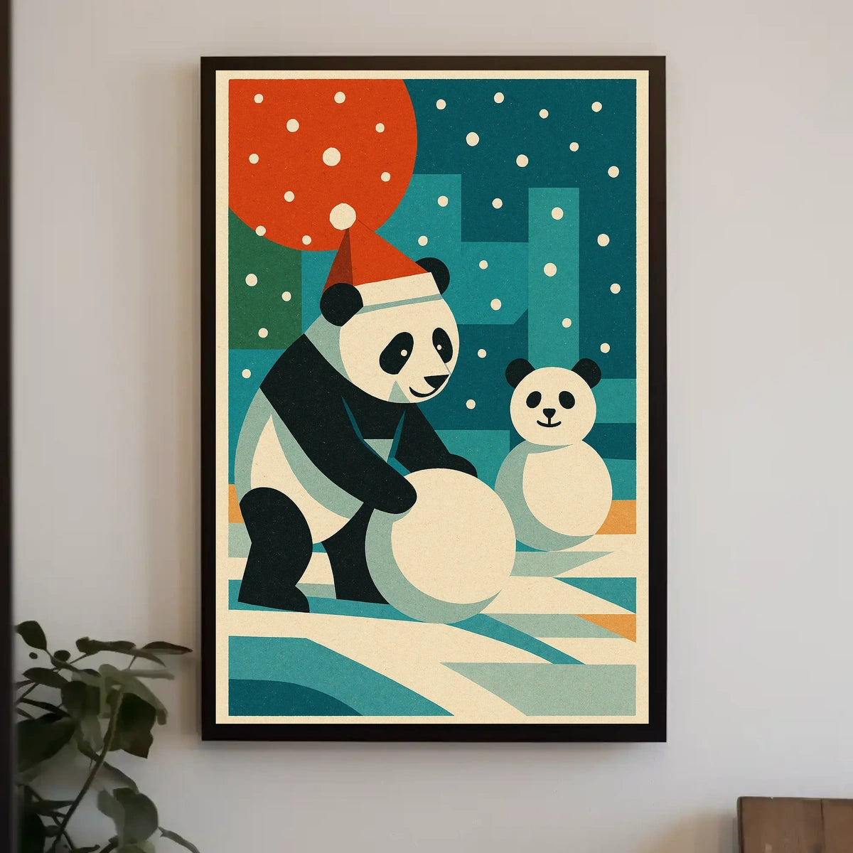 Festive Pandas in Winter Wonderland Poster