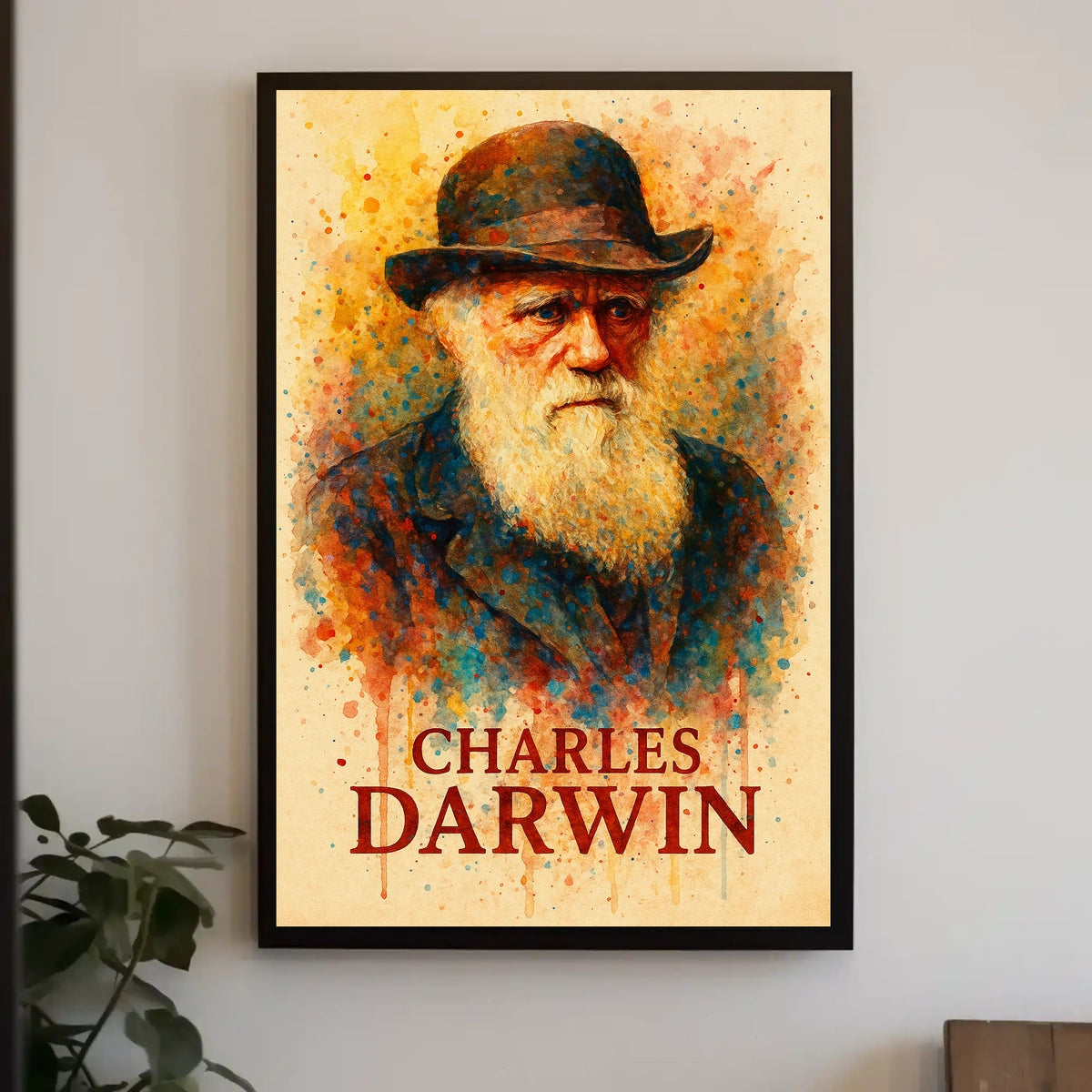 Charles Darwin Watercolor Portrait Art Poster