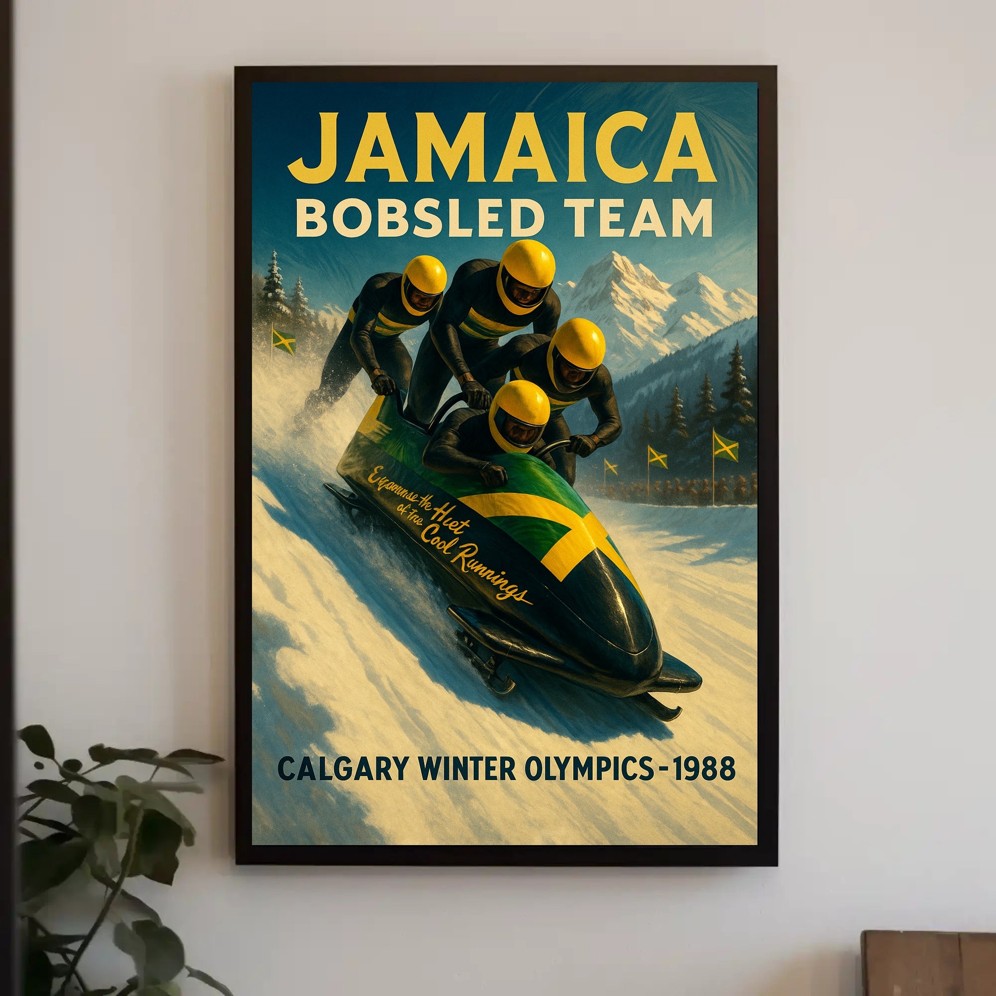 Jamaica Bobsled Team 1988 Winter Olympics Poster