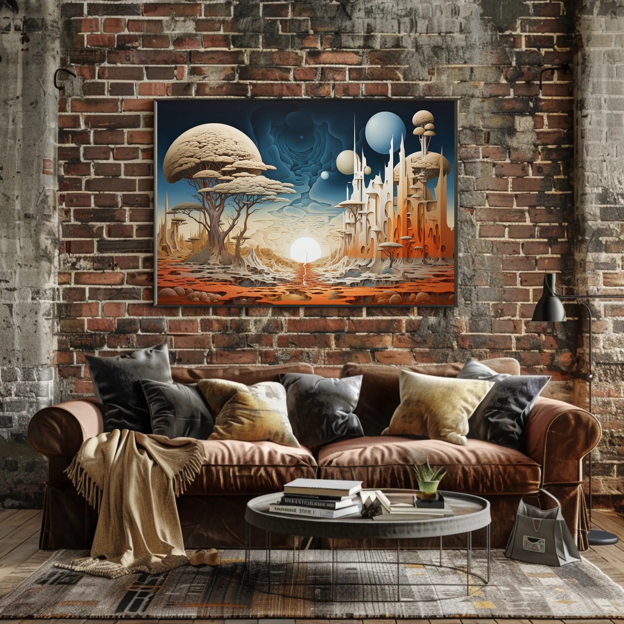 Fantastical Alien Landscape with Surreal Trees Sci-Fi Poster