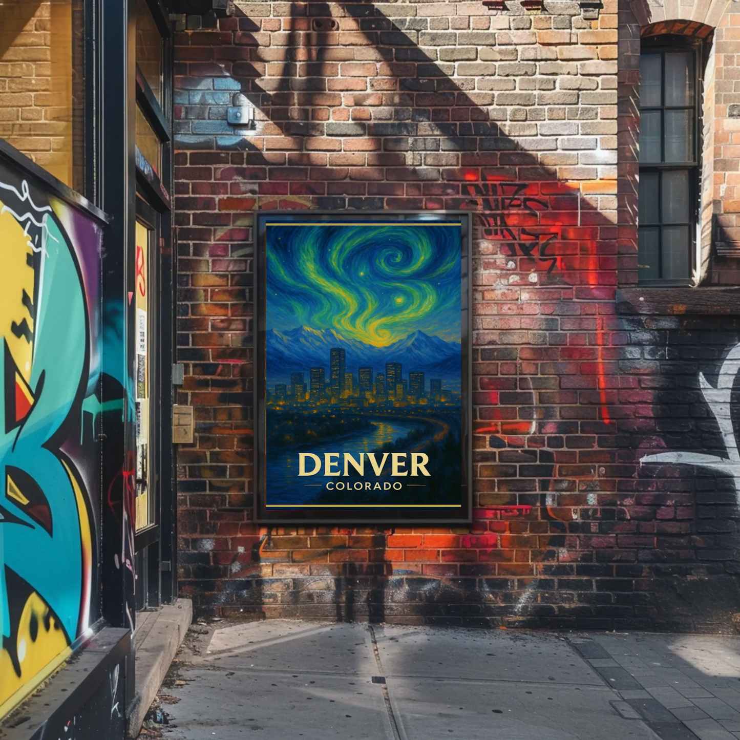 Denver Colorado Starry Night Mountainscape Travel Poster