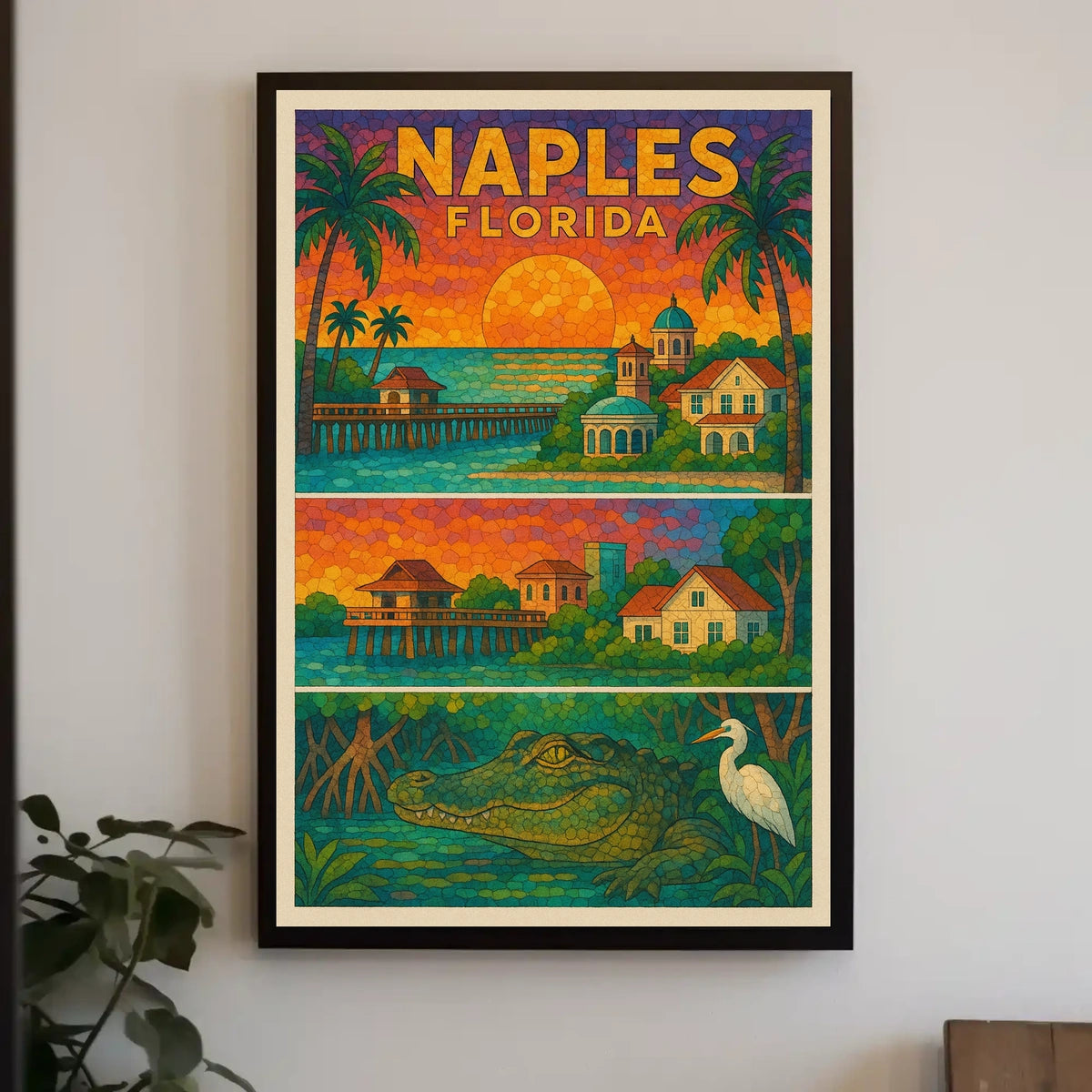 Naples Florida Poster Vibrant Coastal Wall Art For Home