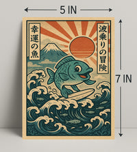 Surfing Fish Adventure Poster PosterGoat