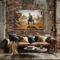 Introspective Surreal Landscape with Formal Figure: Artistic Poster