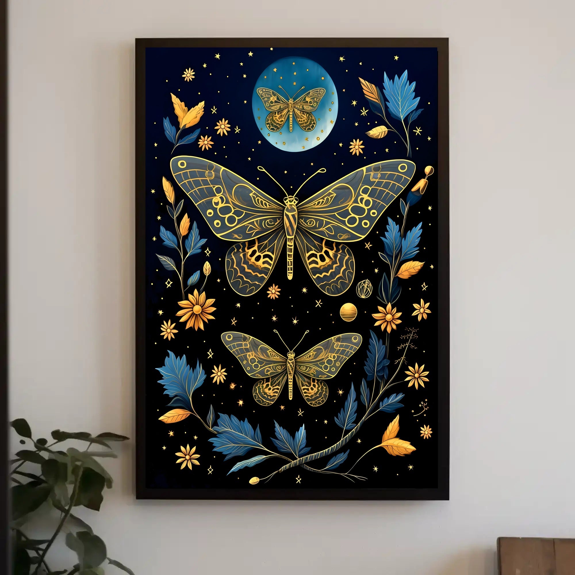 Ethereal Moths in Nature-Inspired Artistic Poster