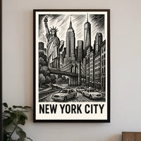 Iconic New York City Poster Black And White Wall Art NYC