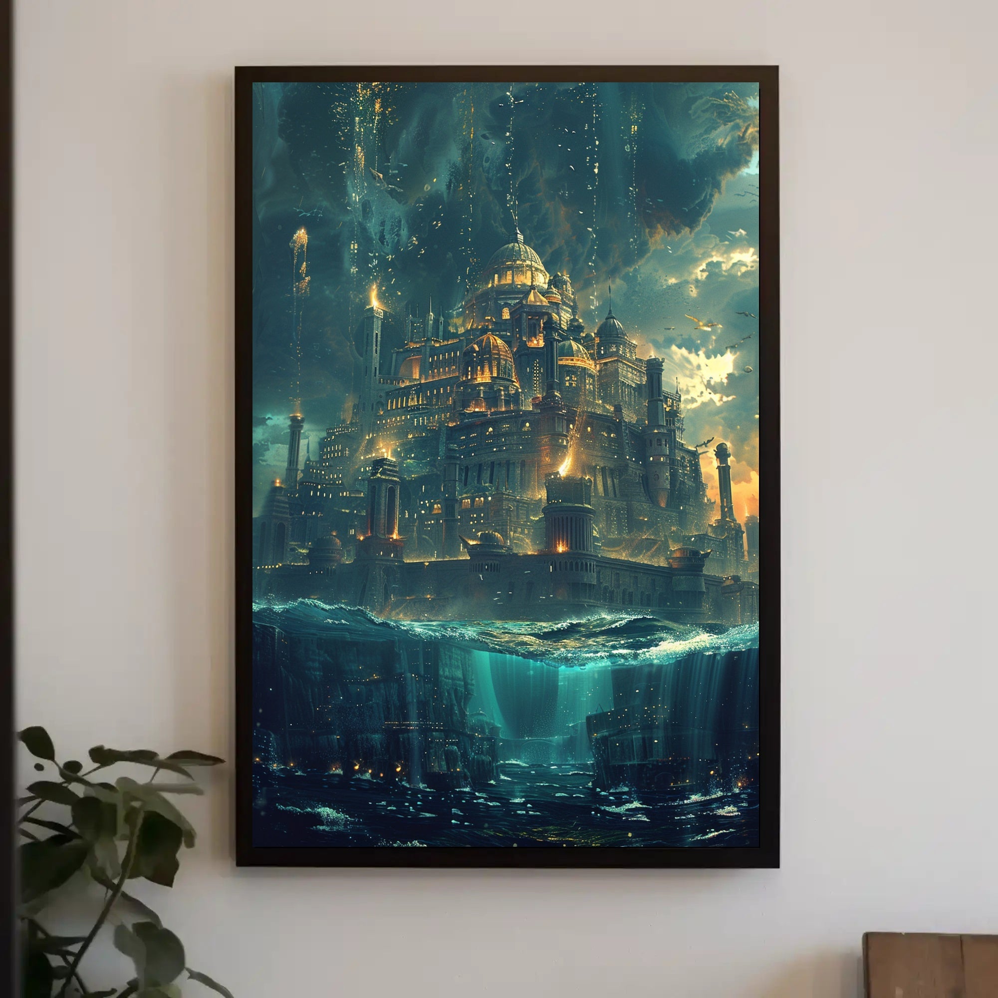 Lost Atlantis Cityscape: Surreal Fantasy Mythology Poster PosterGoat