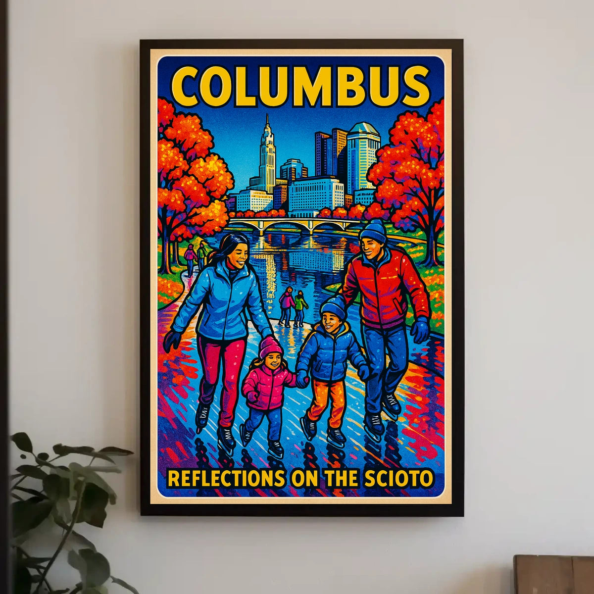 Columbus Reflections On The Scioto Poster