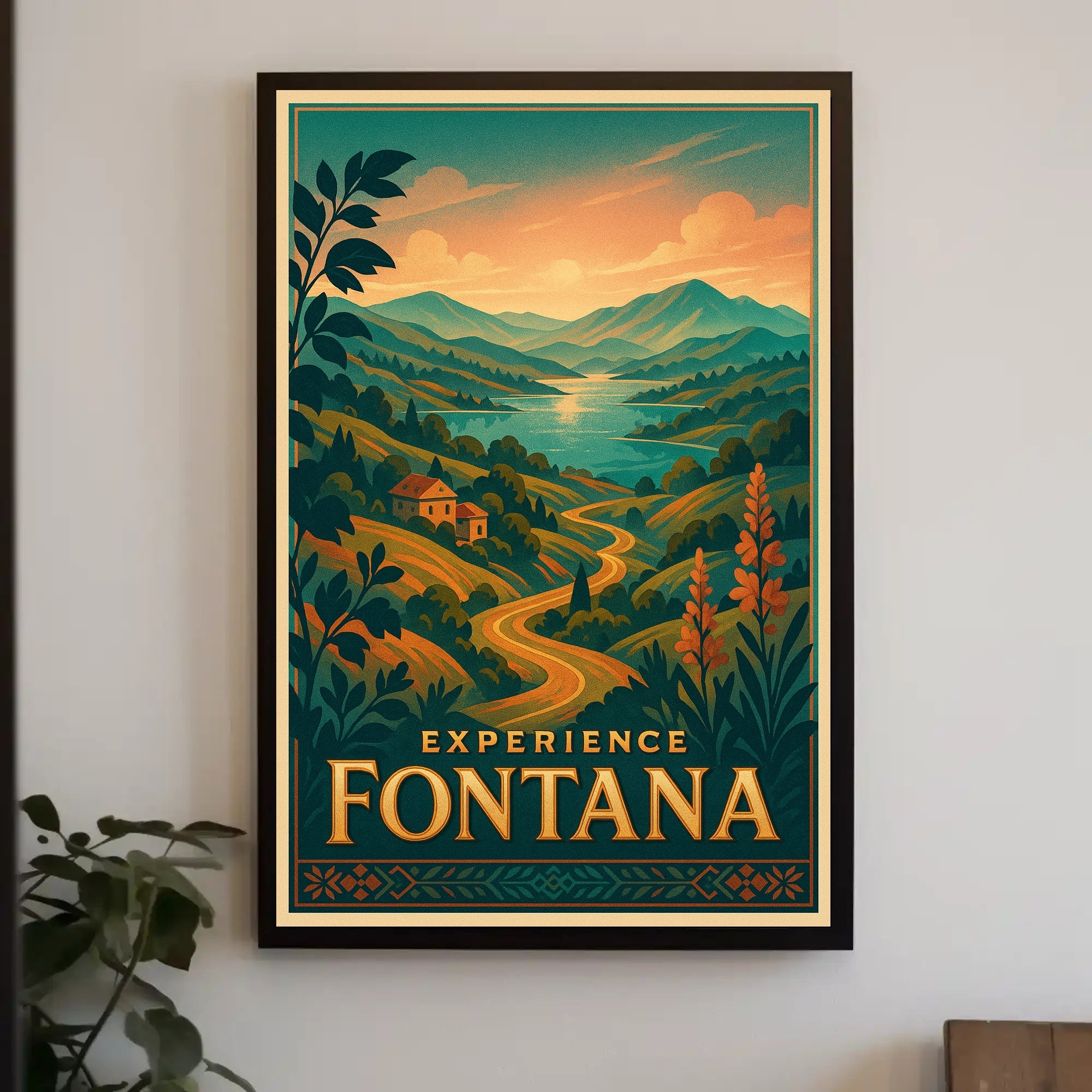 Sunset Serenity: European Countryside Travel Poster