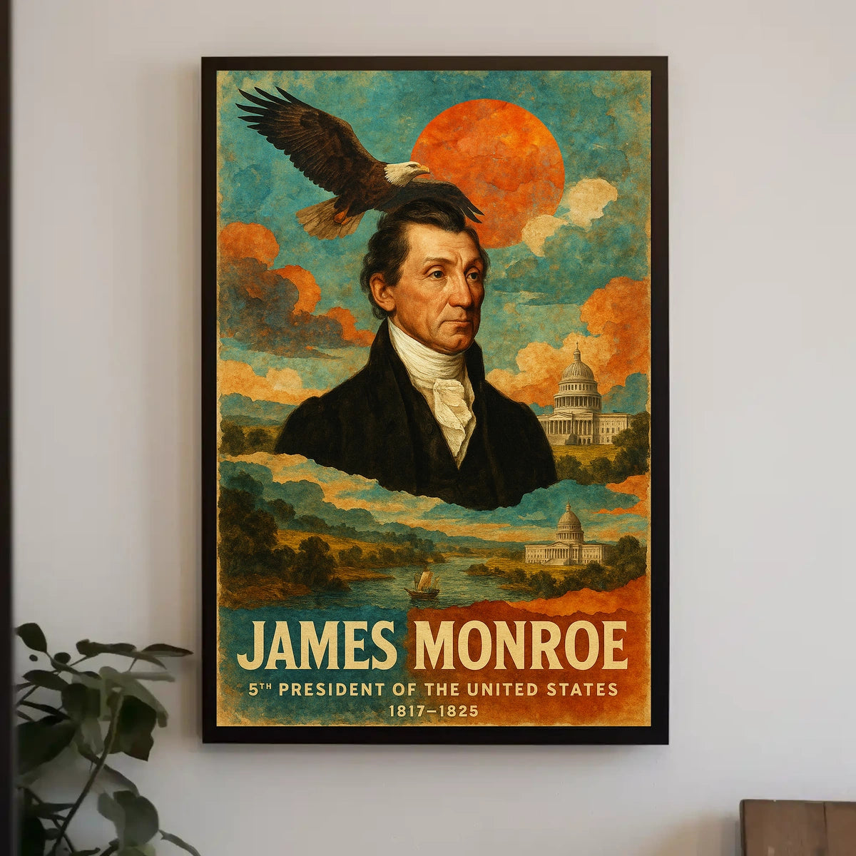 James Monroe 5th President of the United States Layered Digital Collage Poster