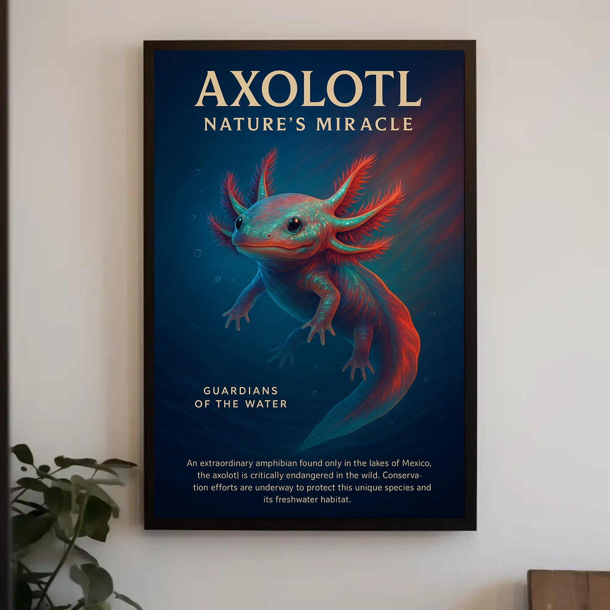 Axolotl Conservation Art Print: Vibrant Animal Poster