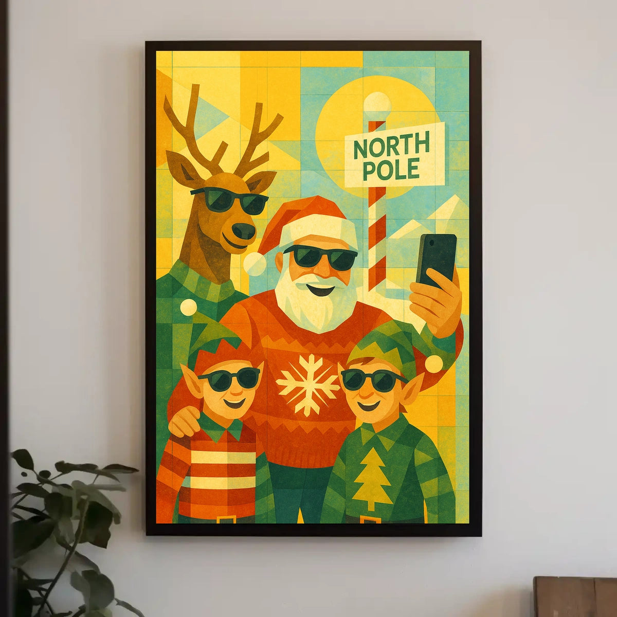 North Pole Selfie Santa Christmas Poster