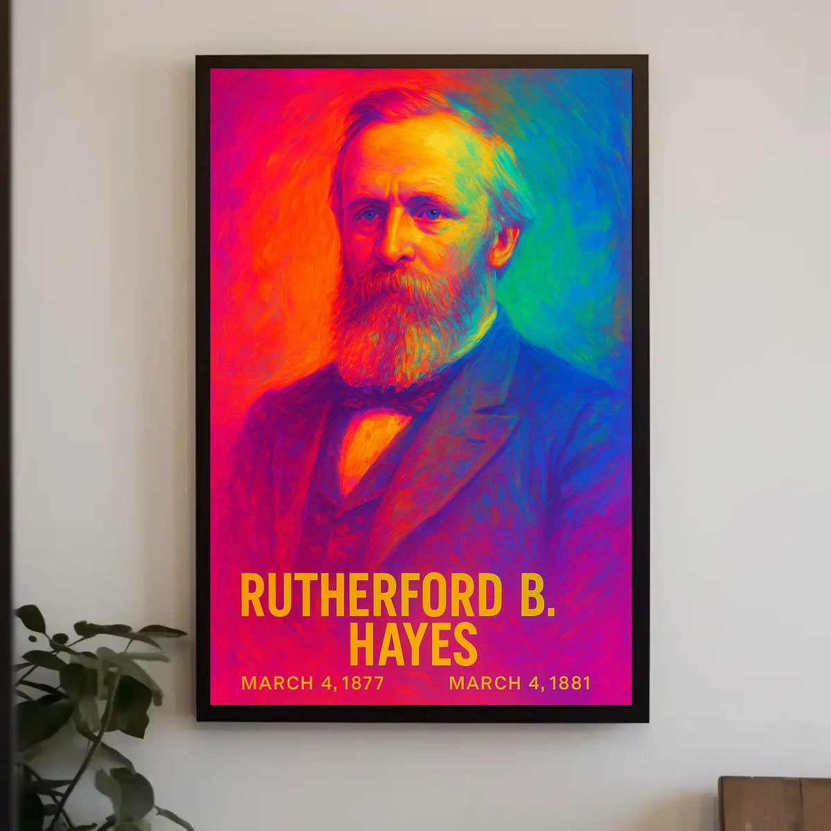Rutherford B. Hayes 19th President of the United States Neon Gradient Overlay Poster