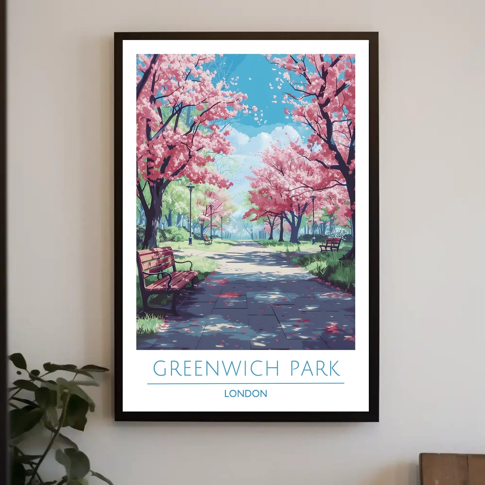 Greenwich Park Serenity Cherry Blossom Travel Poster
