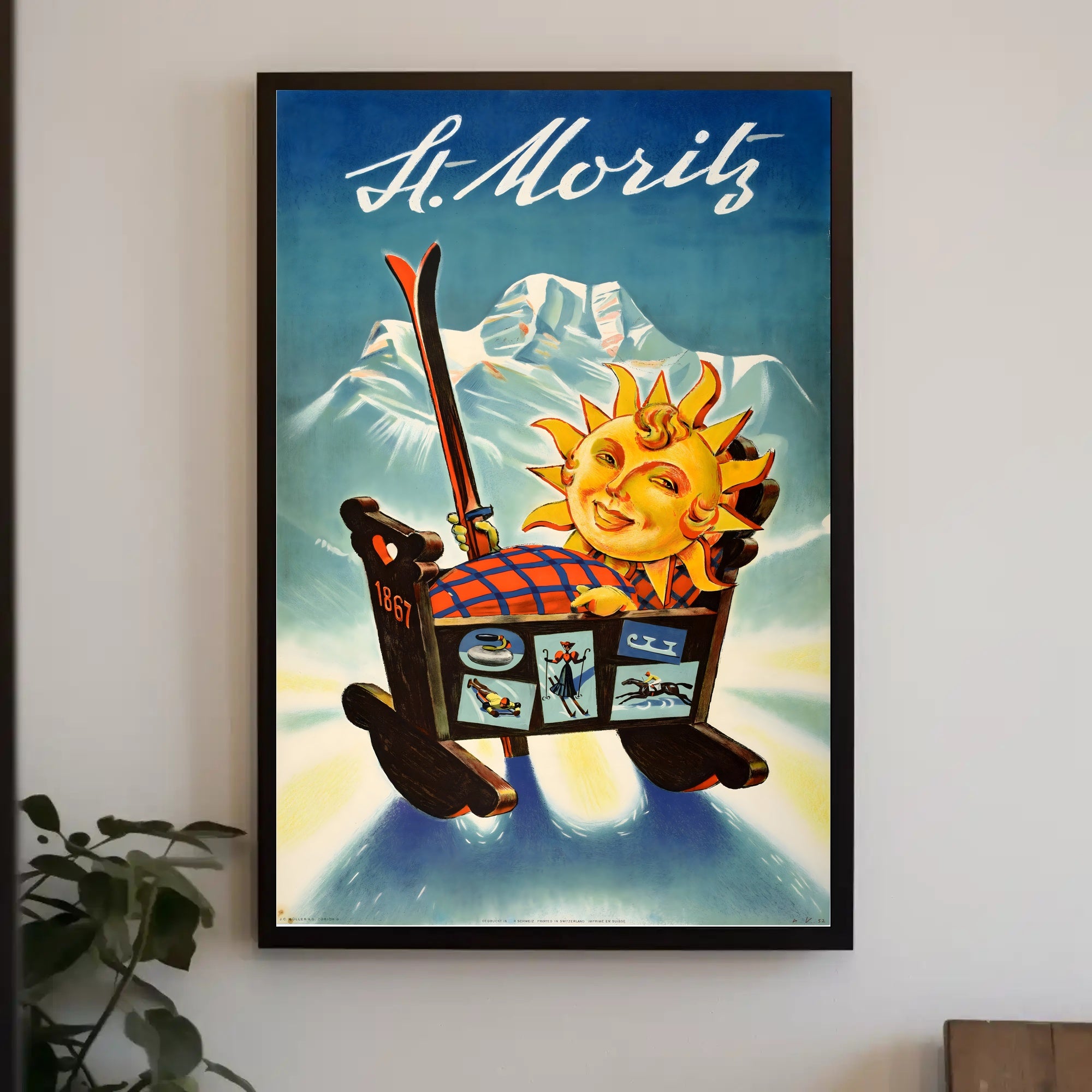 St. Moritz Sun Sled Adventure Poster PosterGoat