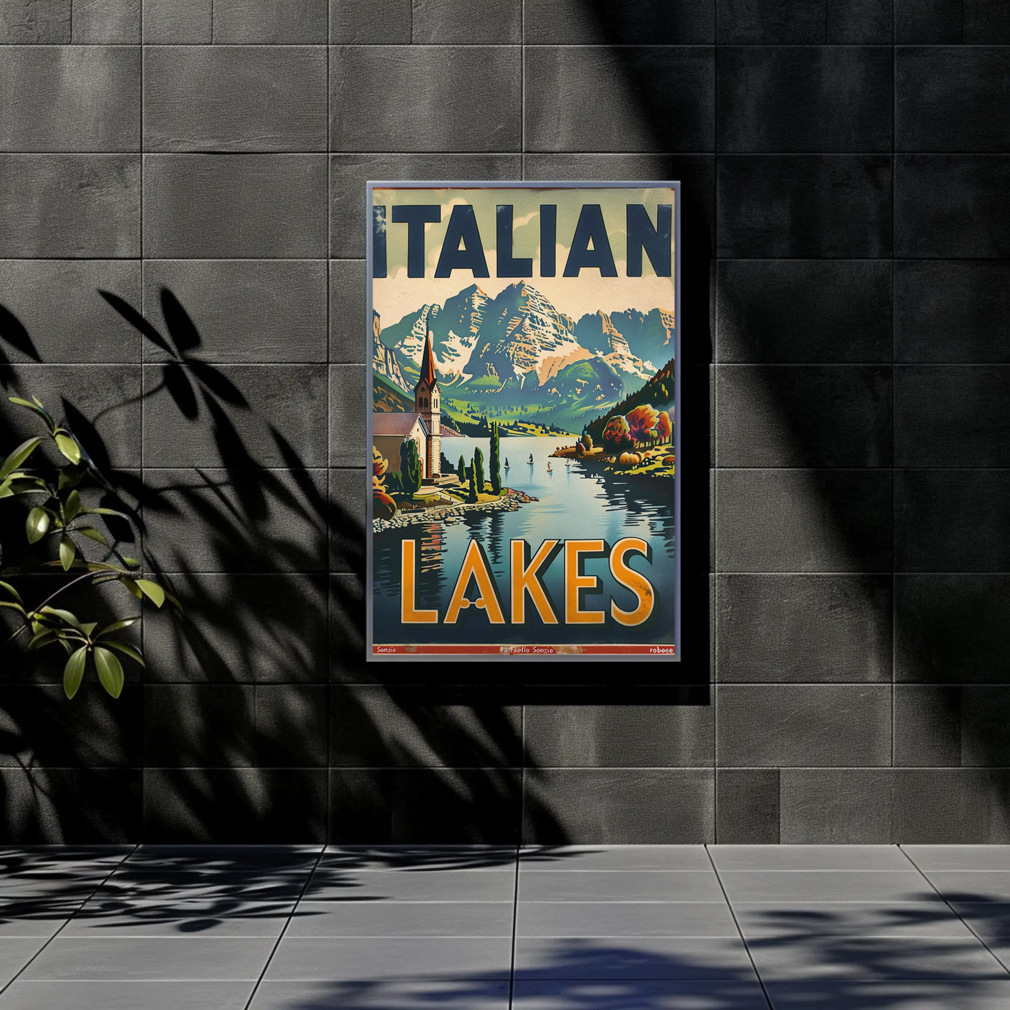 Italian Lakes Vintage Poster - Mountains Reflection