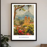 Nicaragua Colonial Church Travel Poster PosterGoat