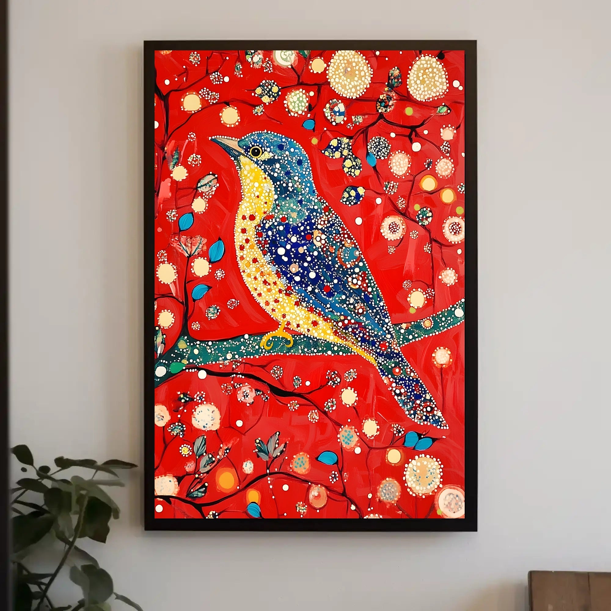 Vibrant Bird Poster Dotted Wonderland Art Print