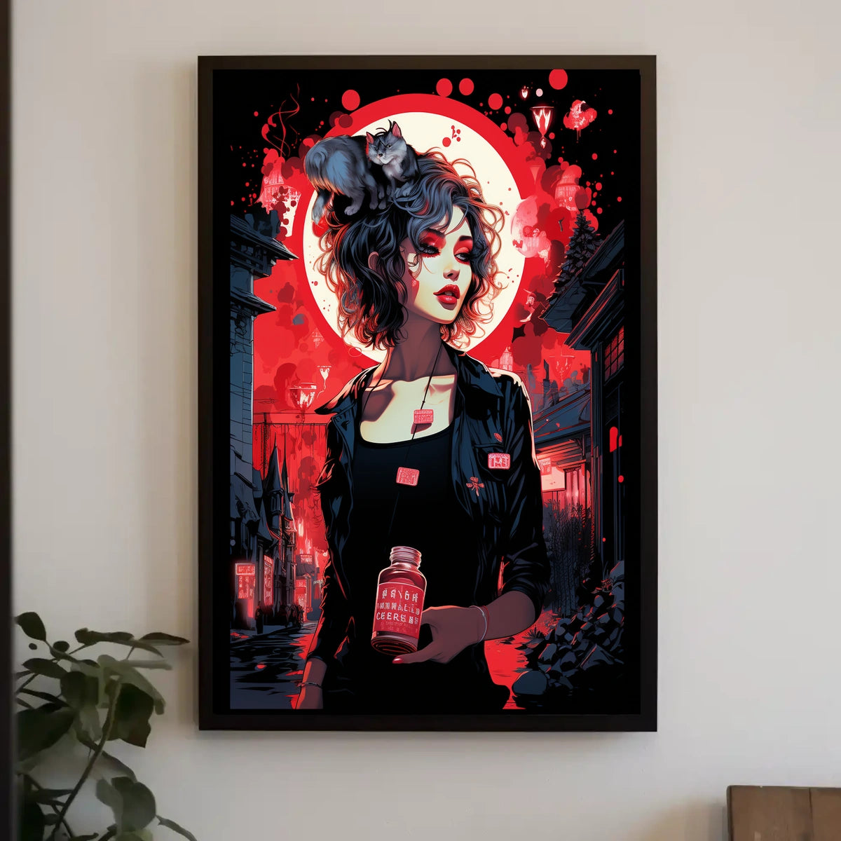 Urban Fantasy Noir Poster: Woman and Cat