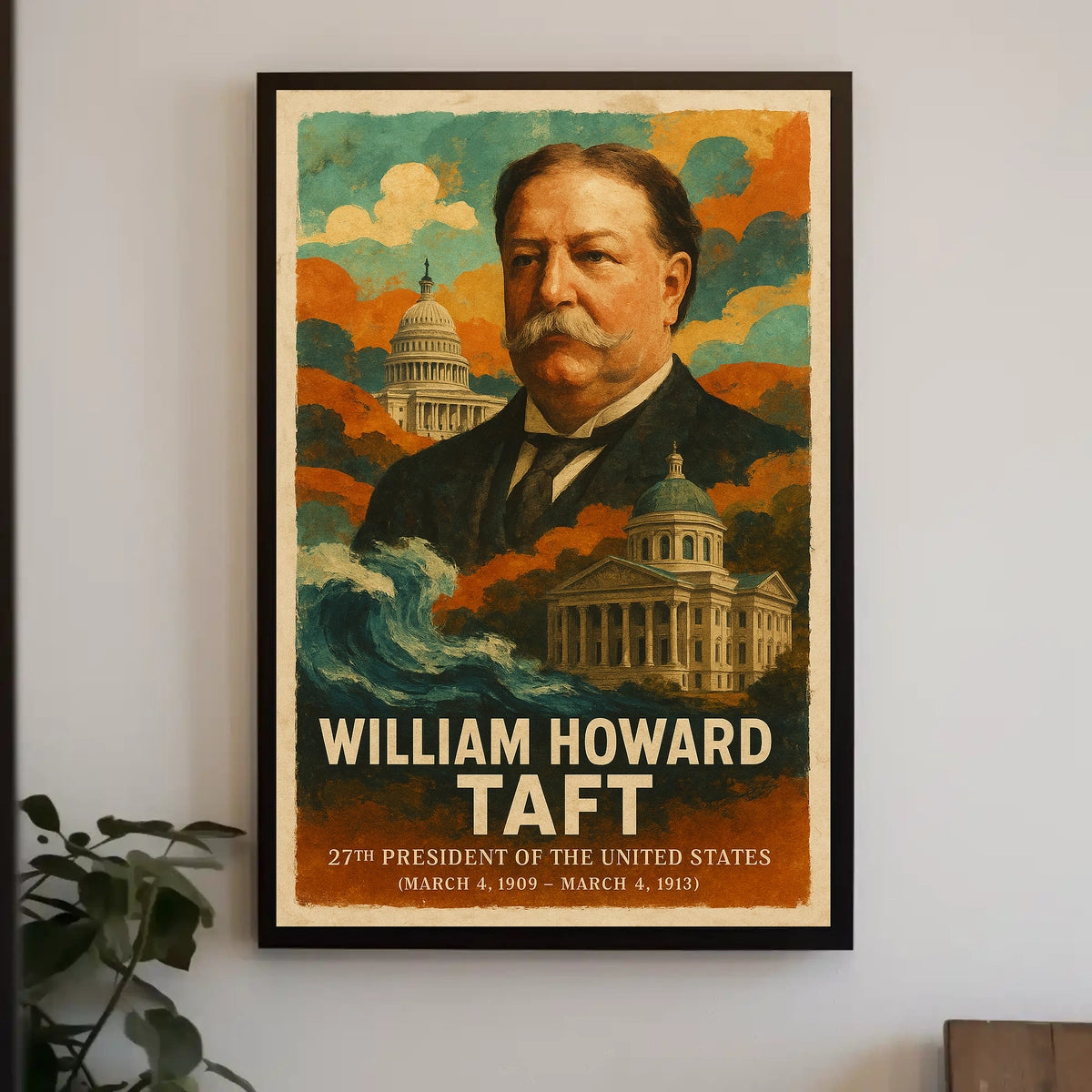 William Howard Taft 27th President of the United States Layered Digital Collage Poster