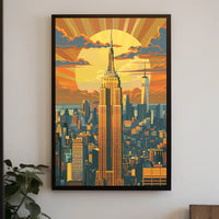 New York Skyline Poster Retro Travel City Views Wall Art