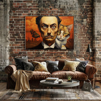 Surreal Urban Portrait with Man and Cat – Artistic Poster