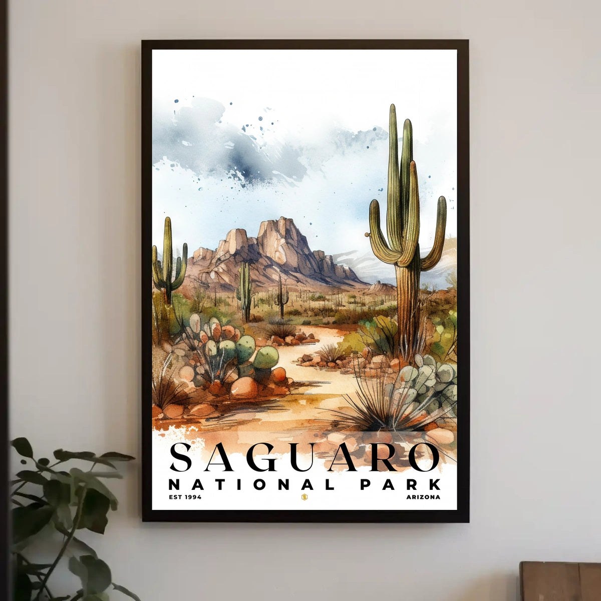 Saguaro Watercolor Wall Art Poster