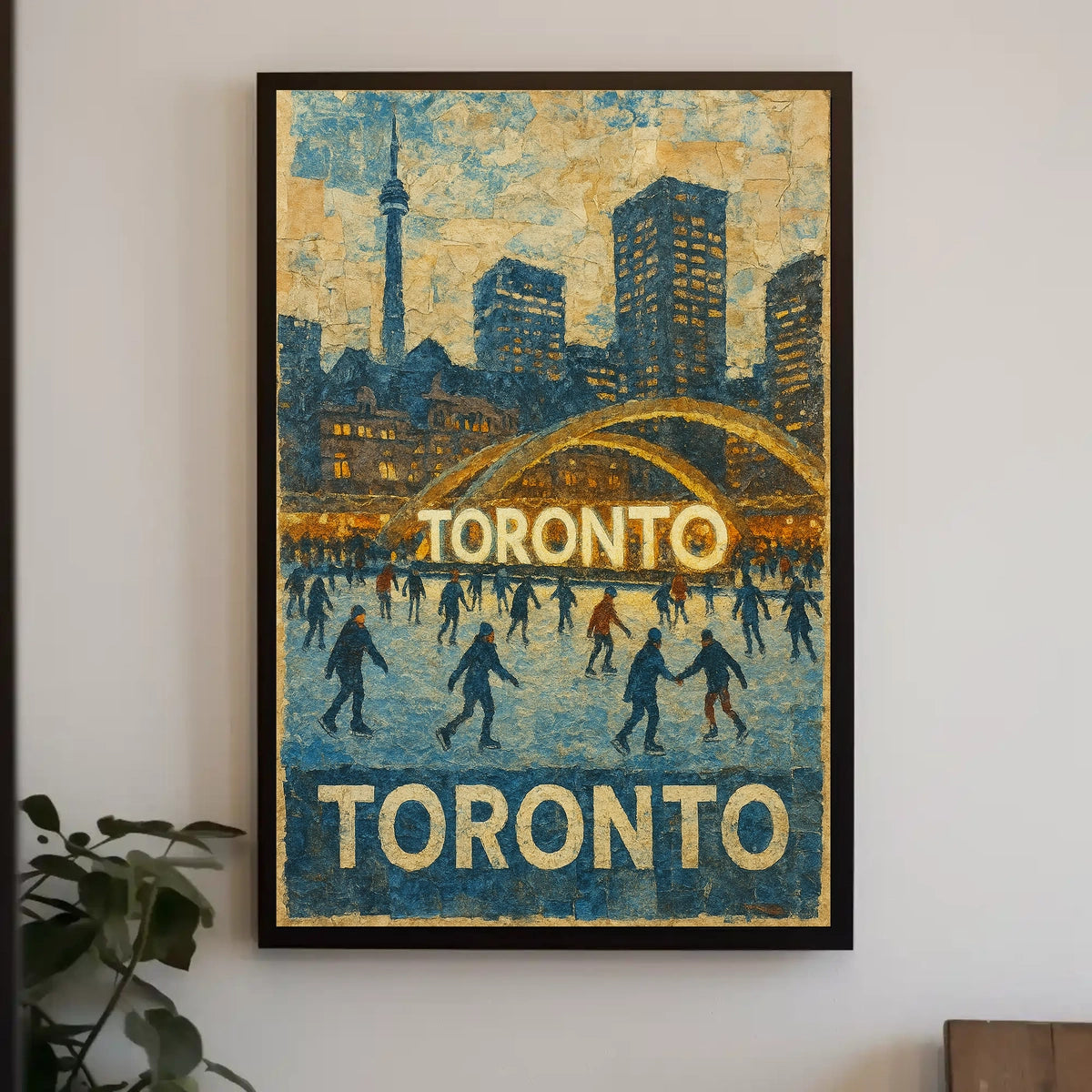 Toronto Cityscape Winter Night Scene Urban Landscape Artwork Poster