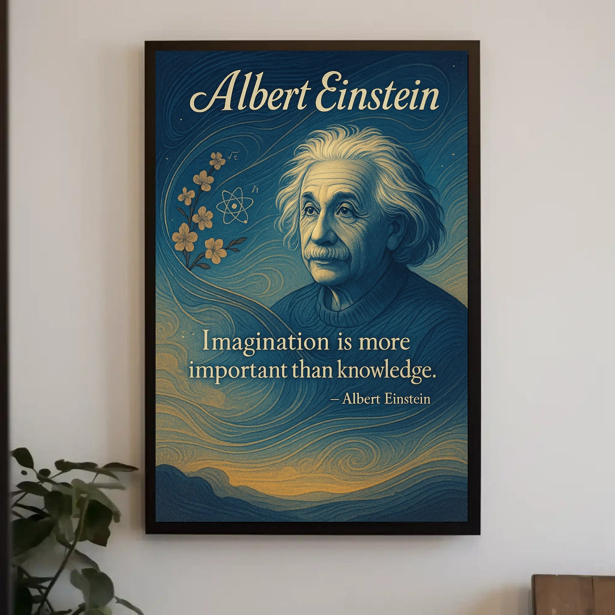 Albert Einstein Imagination Over Knowledge Poster