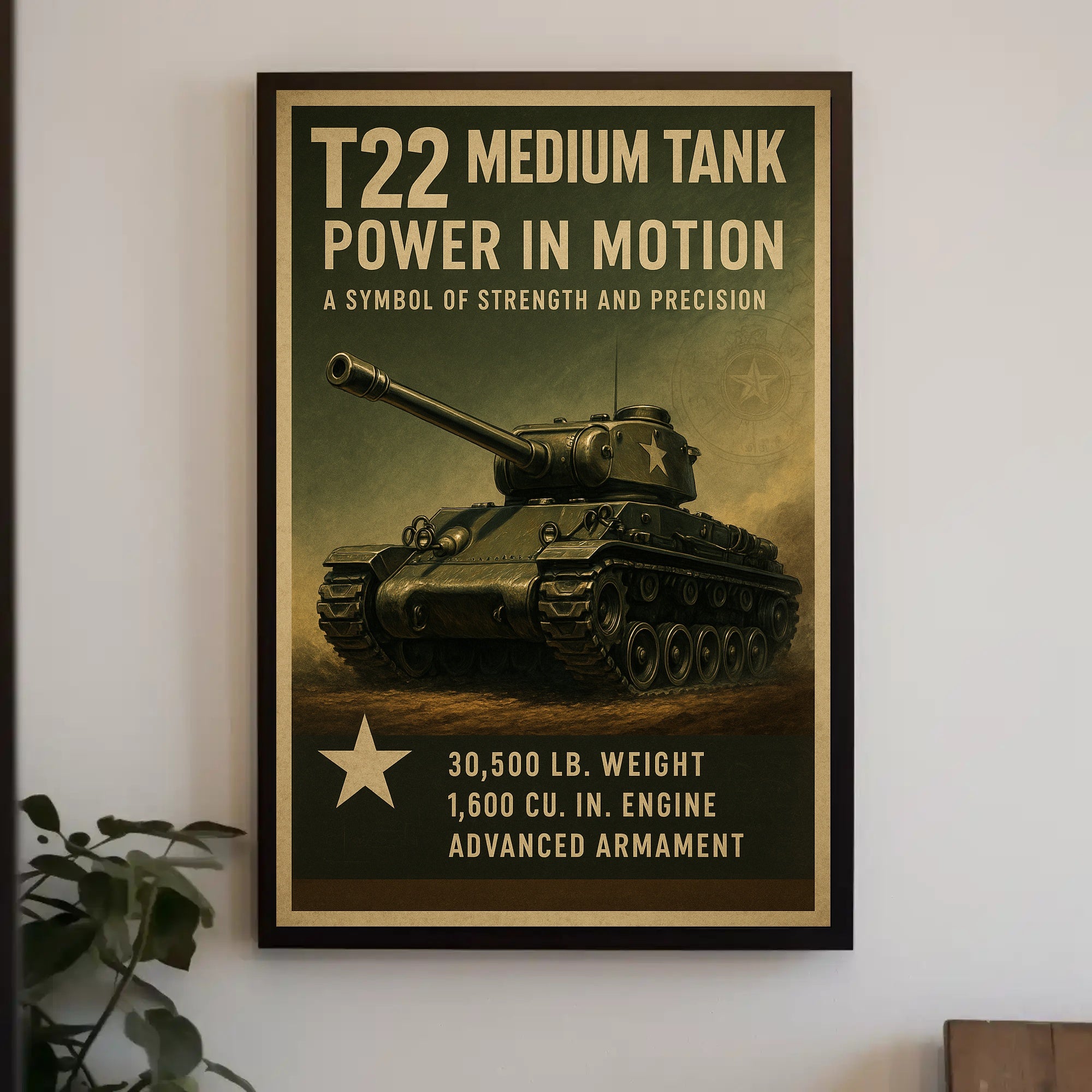 T22 Medium Tank Vintage Military Recruitment Poster