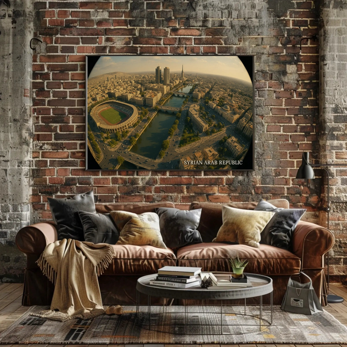 Syrian Arab Republic Aerial Cityscape Poster