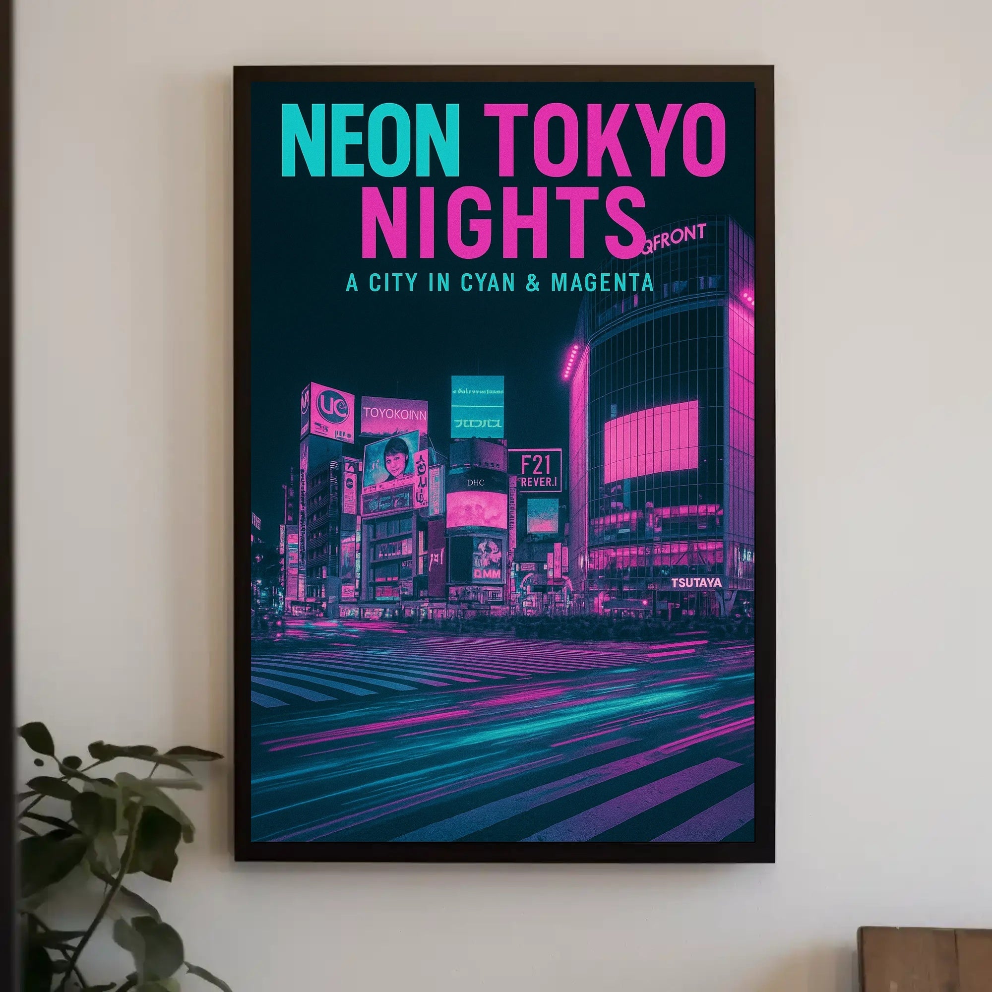 Tokyo Shibuya Crossing Neon Cityscape Urban or Cityscape Poster