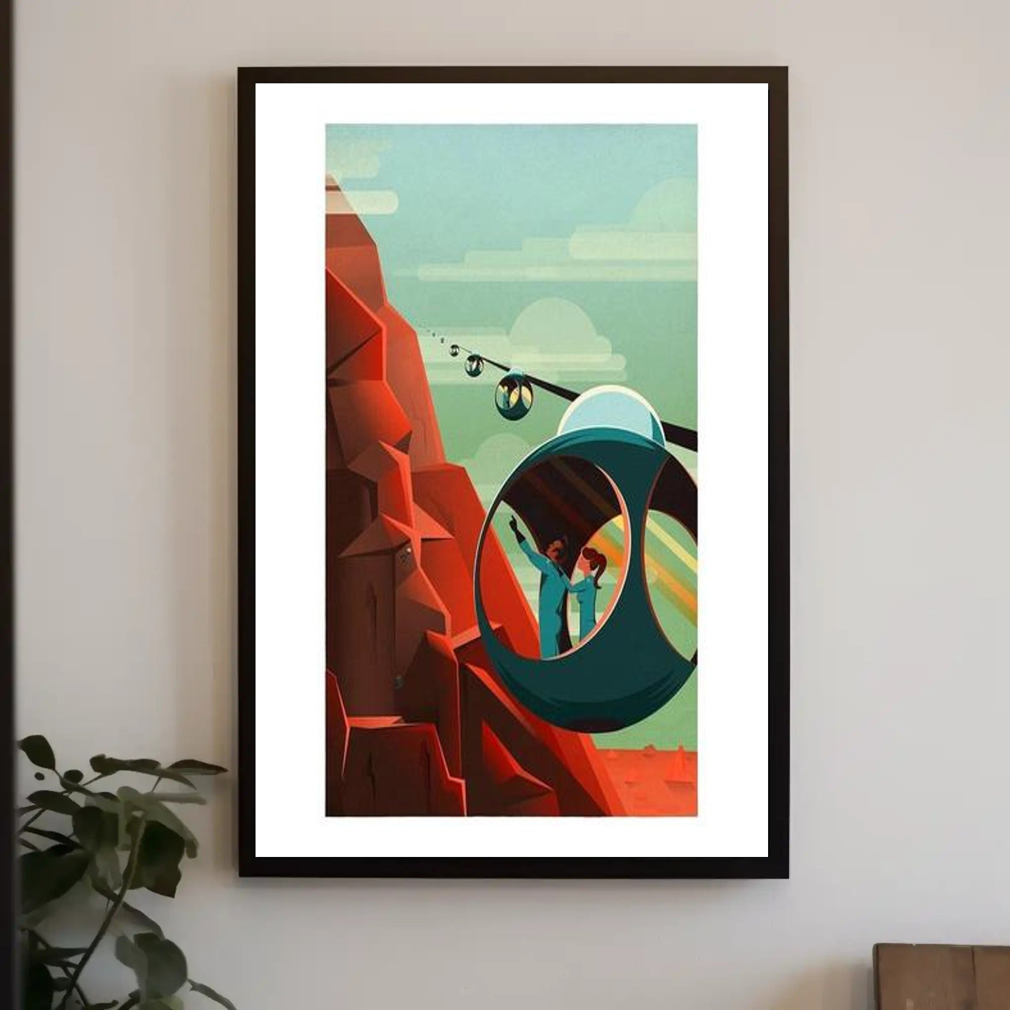 Futuristic Mountain Adventure Poster PosterGoat
